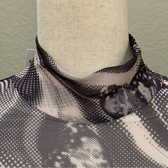 URBAN OUTFITTERS Sheer Mesh Mock Neck Mini Dress Butterfly Print Size XS - Picture 6 of 14